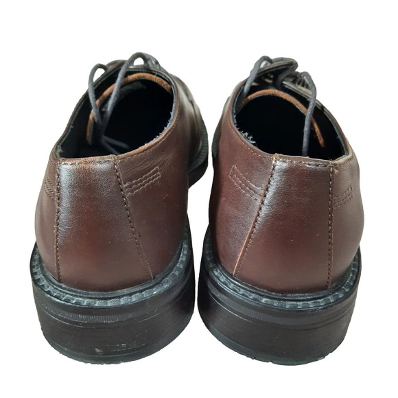 Mens Dress Shoes 9M Brown Leather Derby Oxford Square Apron Toe Lace Up Unlisted - Picture 3 of 9